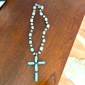 Custom mother of pearl and clear bead 18 inch necklace.